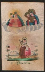 La Santa in una miniatura su pergamena del XVIII secolo.